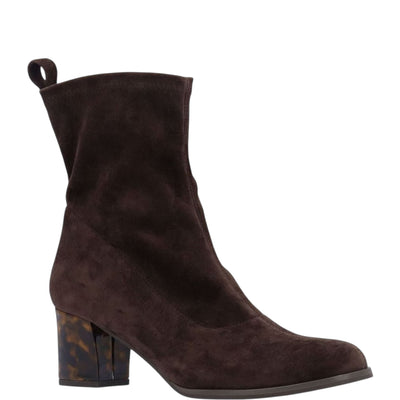 Picarus Bootie - Chocolate Suede with Tortoise Heel