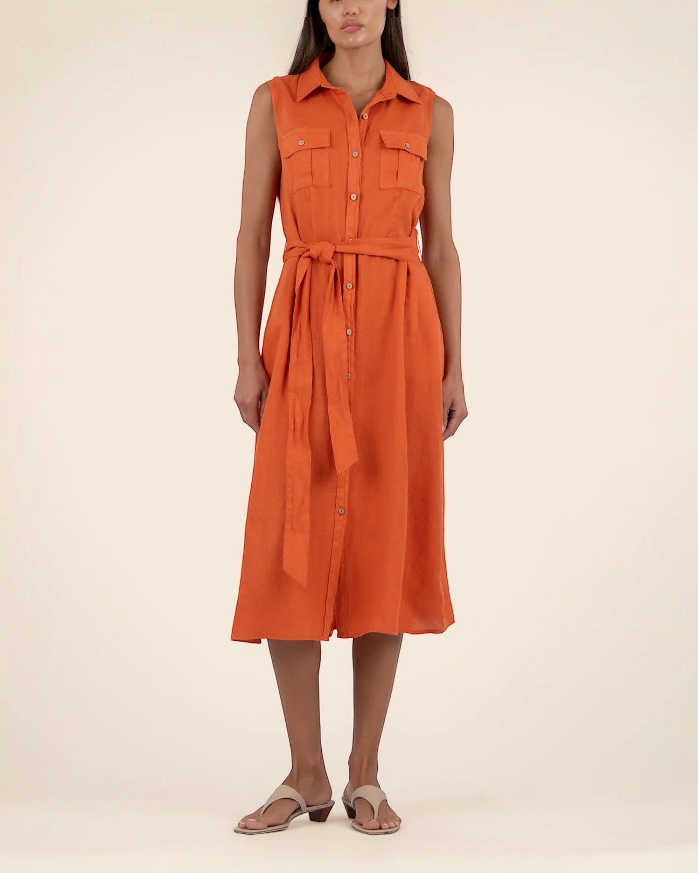 Bowie Linen Dress Orange