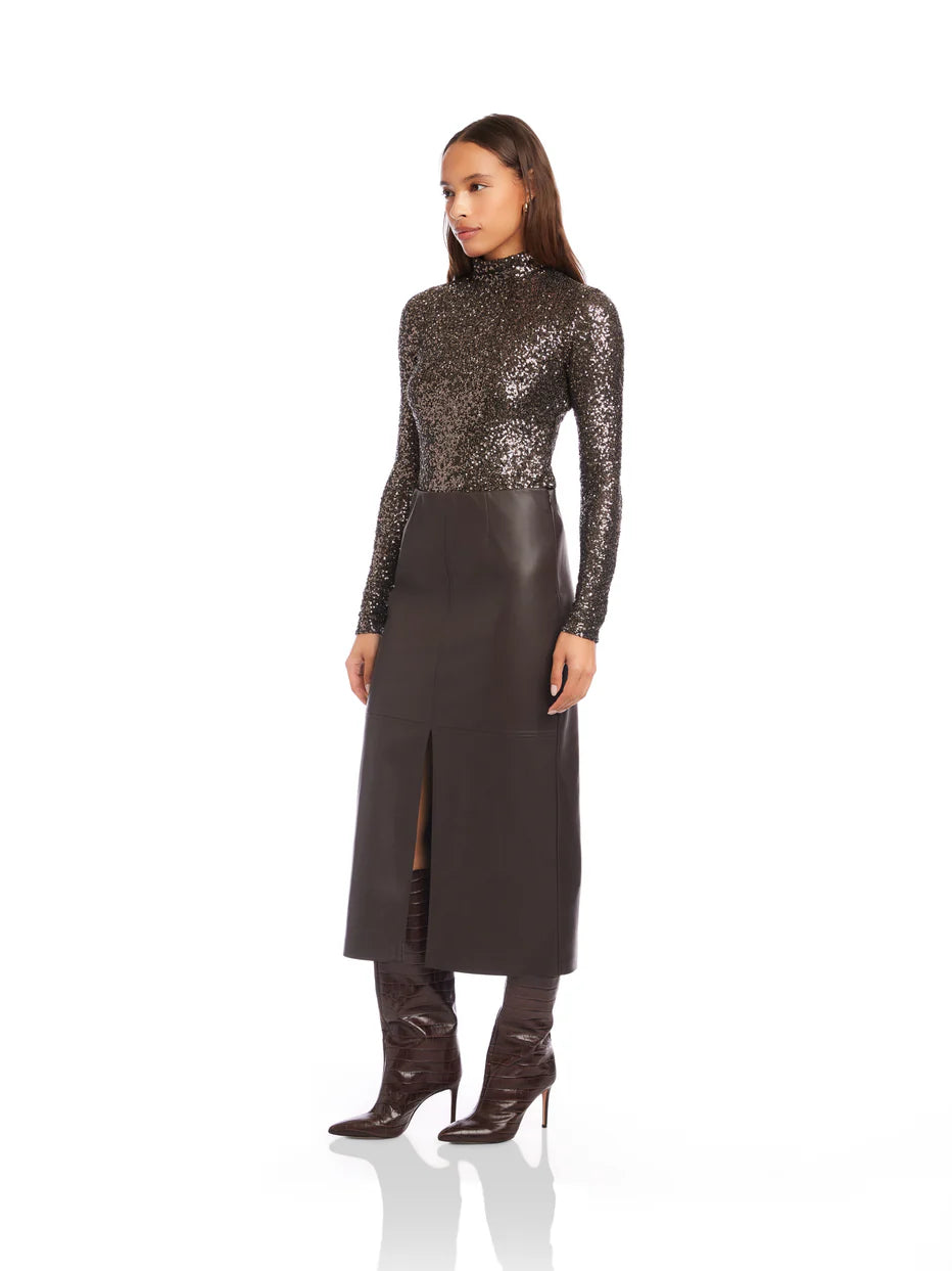 Kaia Faux Leather Midi Skirt
