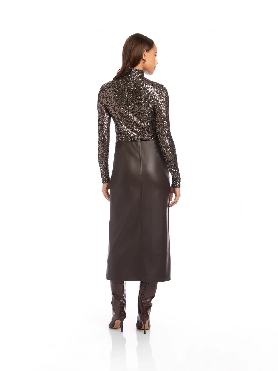 Kaia Faux Leather Midi Skirt