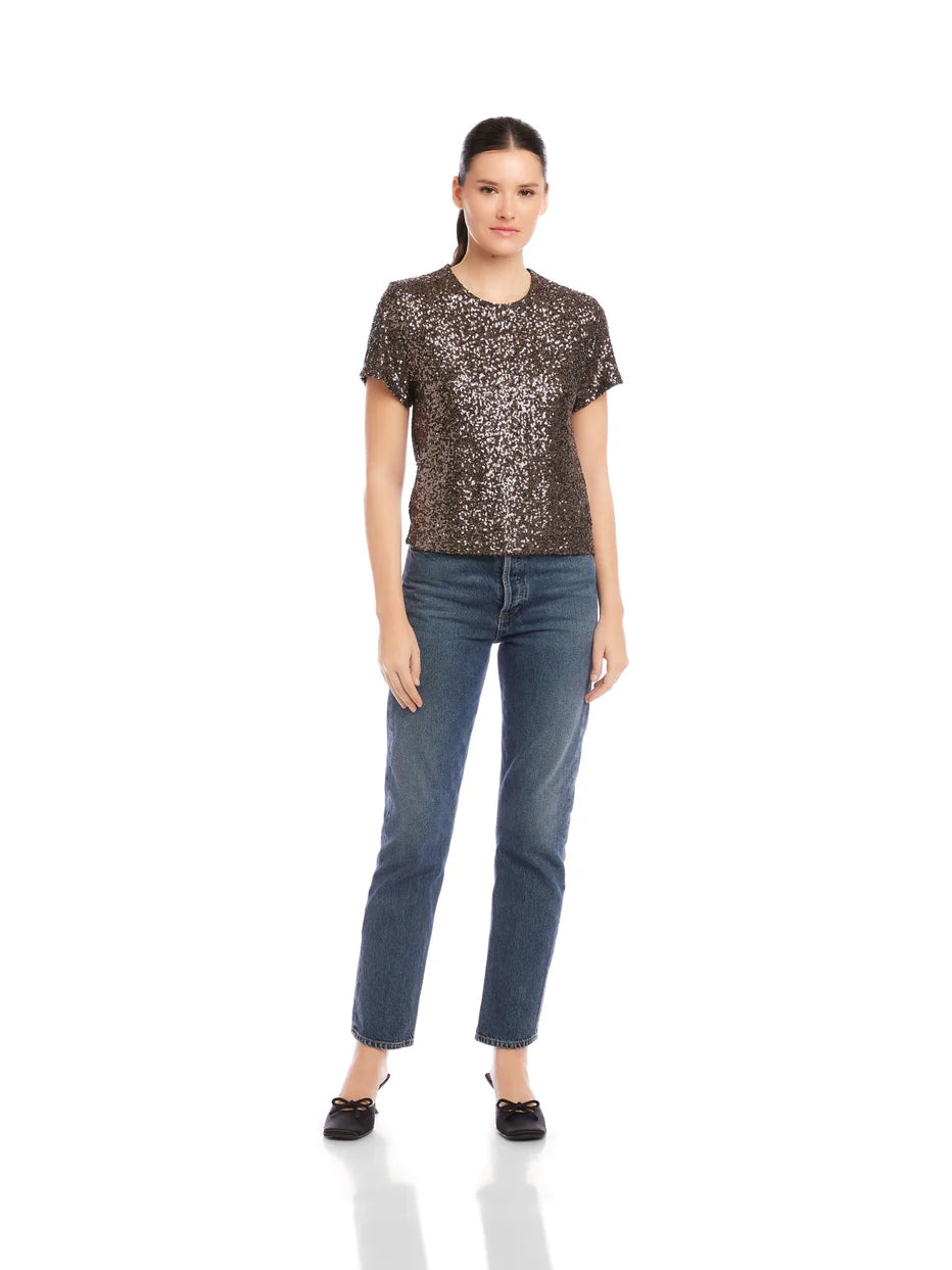 Stacey Sequin Top Brown