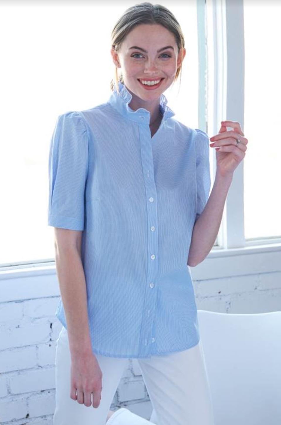 Mystie Girl Shirt Pinstripe Poplin