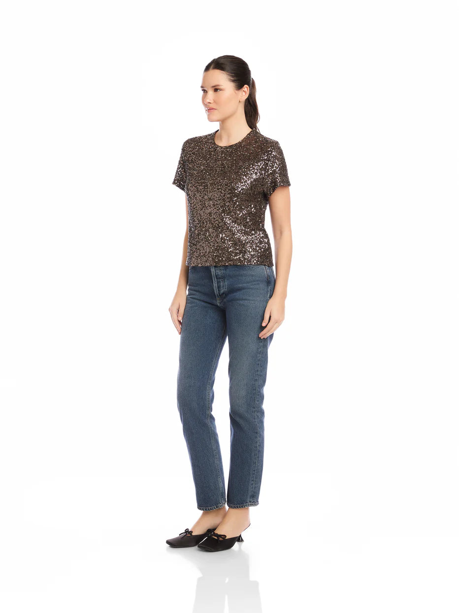 Stacey Sequin Top Brown