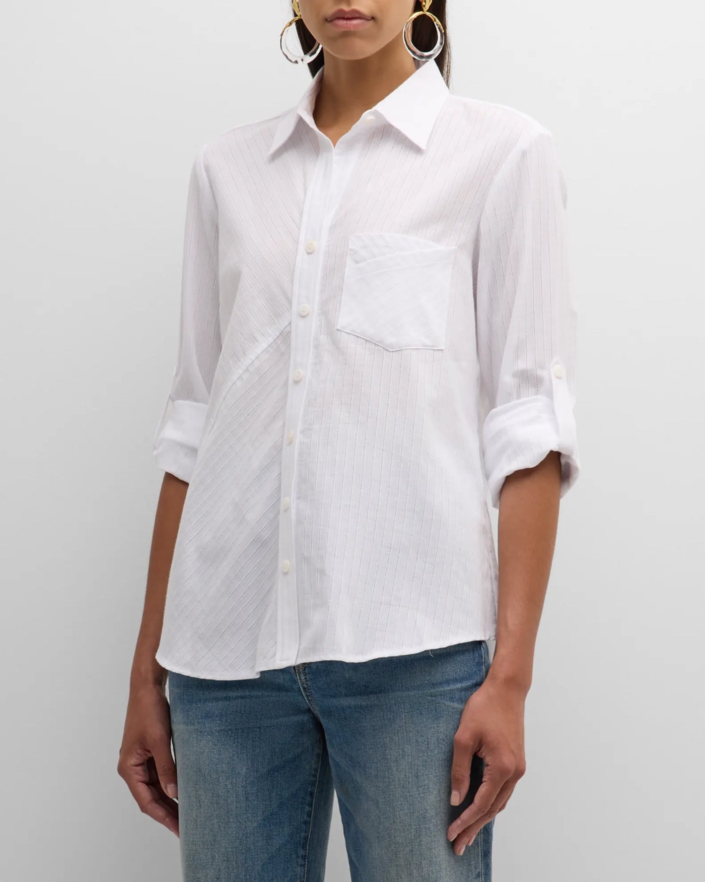 Teigan Shirt Micro Eyelet Stripe