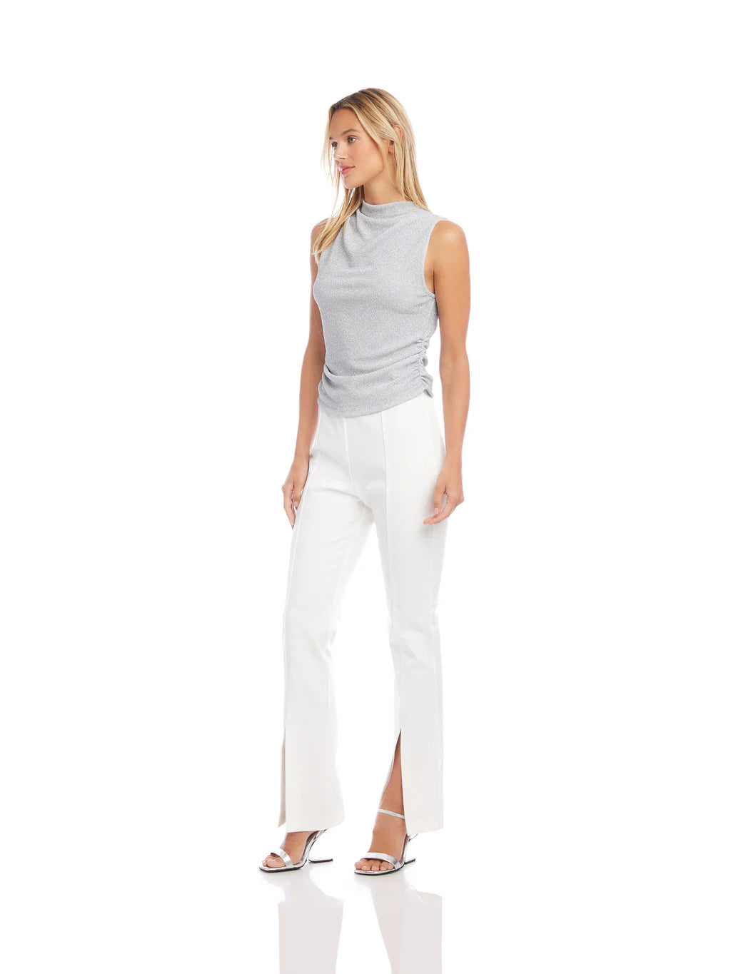 Front Slit Pants Off White