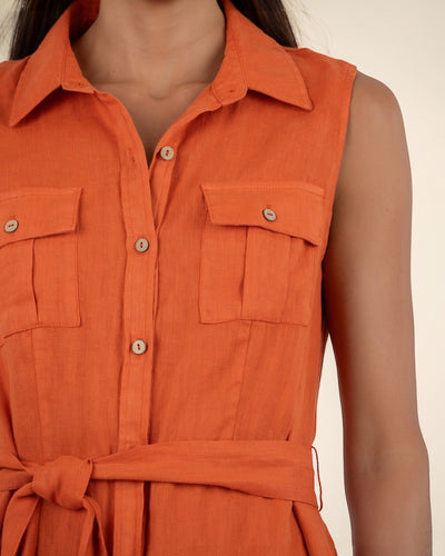 Bowie Linen Dress Orange