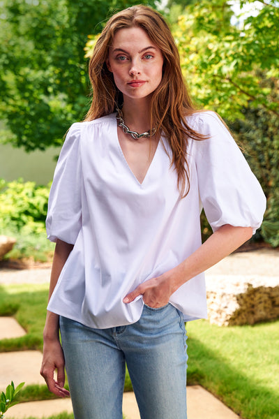 Tish Top Solid Silky Poplin in White