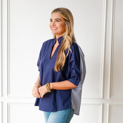 Caroline Contrast Navy Stripe