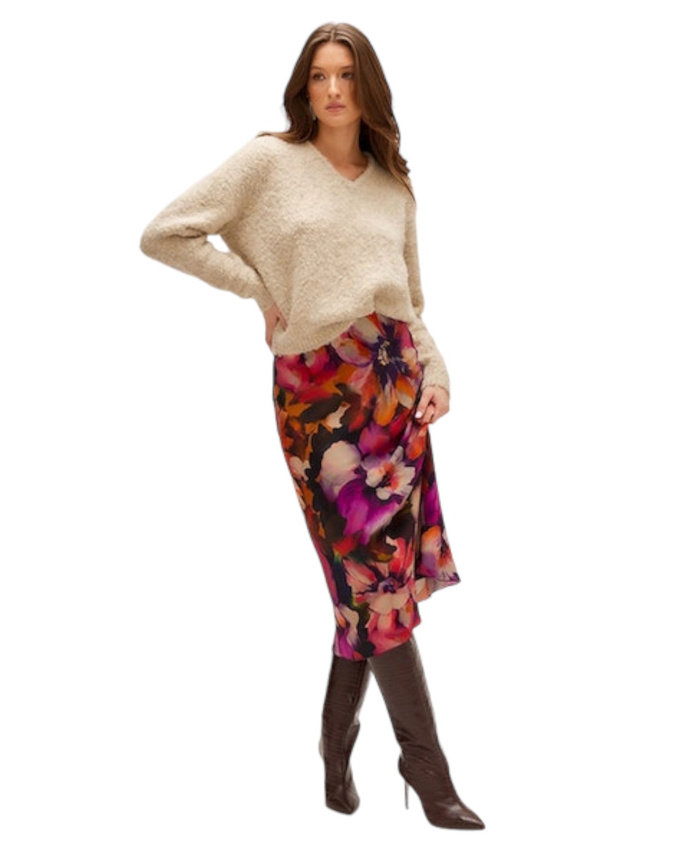 Bias Cut Midi Skirt Floral Print