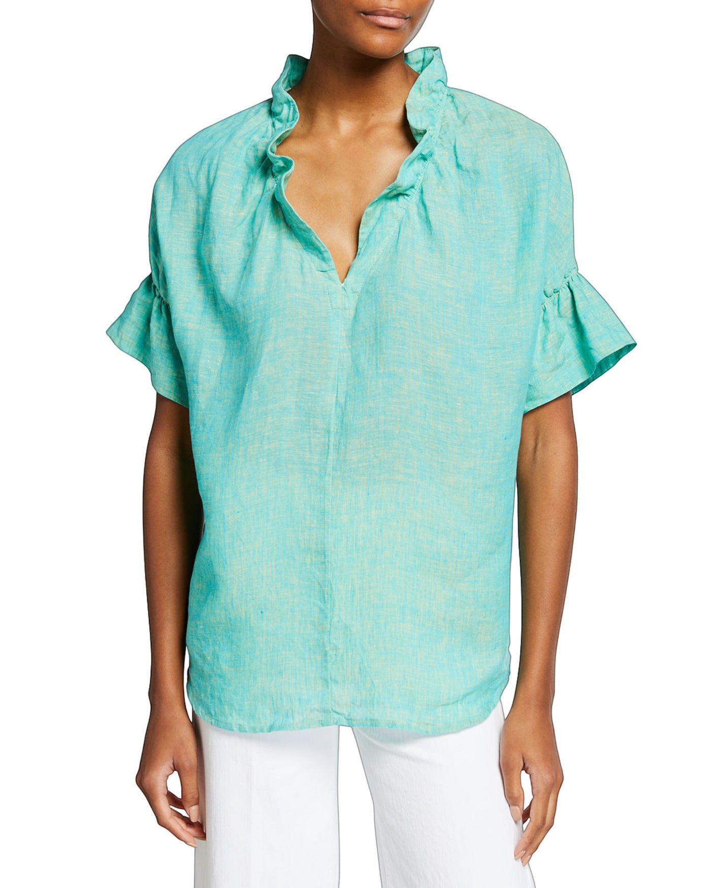 Crosby Linen Top in Jade