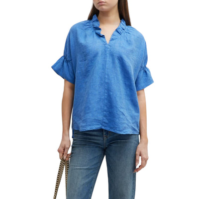 Crosby Linen Top in Sapphire