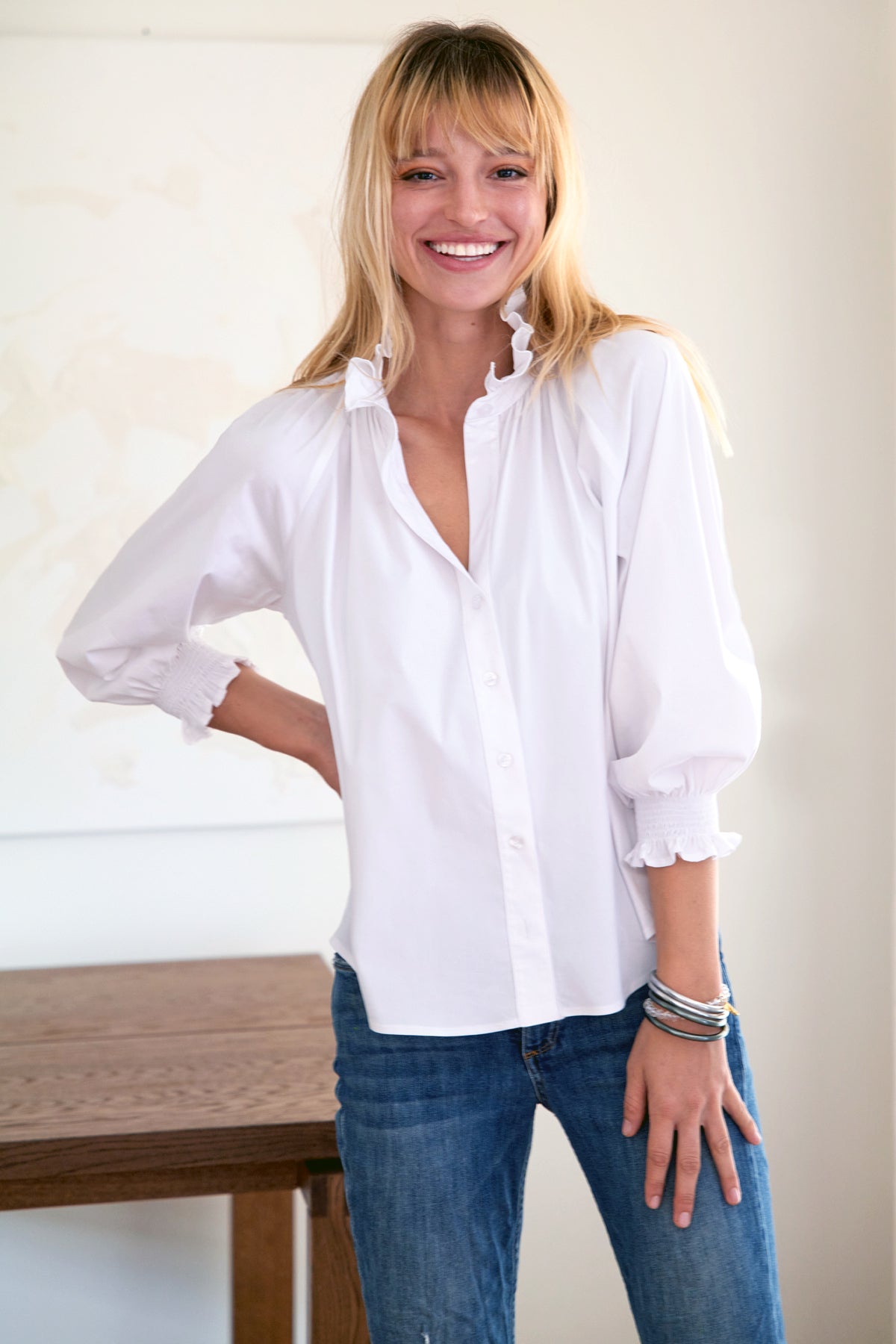 Fiona Shirt in White Poplin