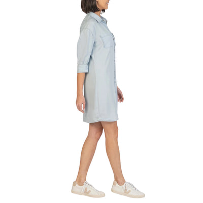 Sylvia Button Down Shirt Dress in Light Wash